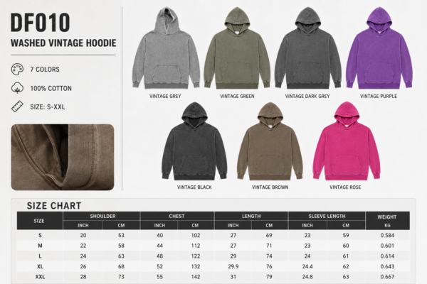 DF010 DigiPrint Vintage Hoodies, Acid washed, Mineral washed, Unisex