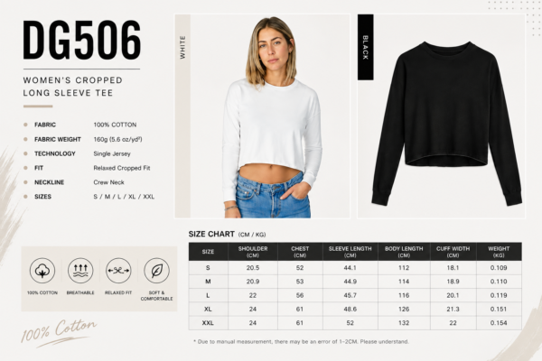 DG006 DigiPrint Women's Cropped Long Sleeve Tee